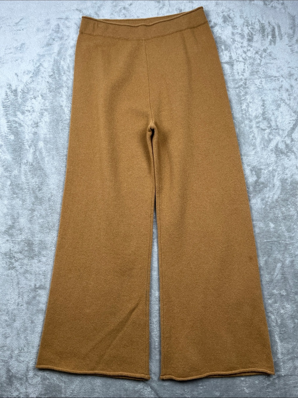 NEW Outerknown M Cashmere Superfine Wool Tan Wide-Leg Knit Sweatpants FLAW